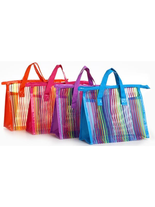 Косметичка-сумка на молнии в сетку, большая, с ручками, с рисунком «Полосы», МИКС