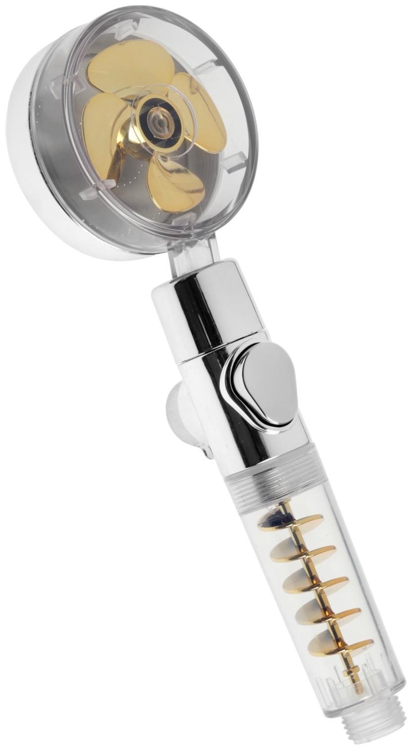 Лейка для душа ZEIN Z4069, микроточки, кнопка «стоп», вентилятор, спираль, жёлтый/хром