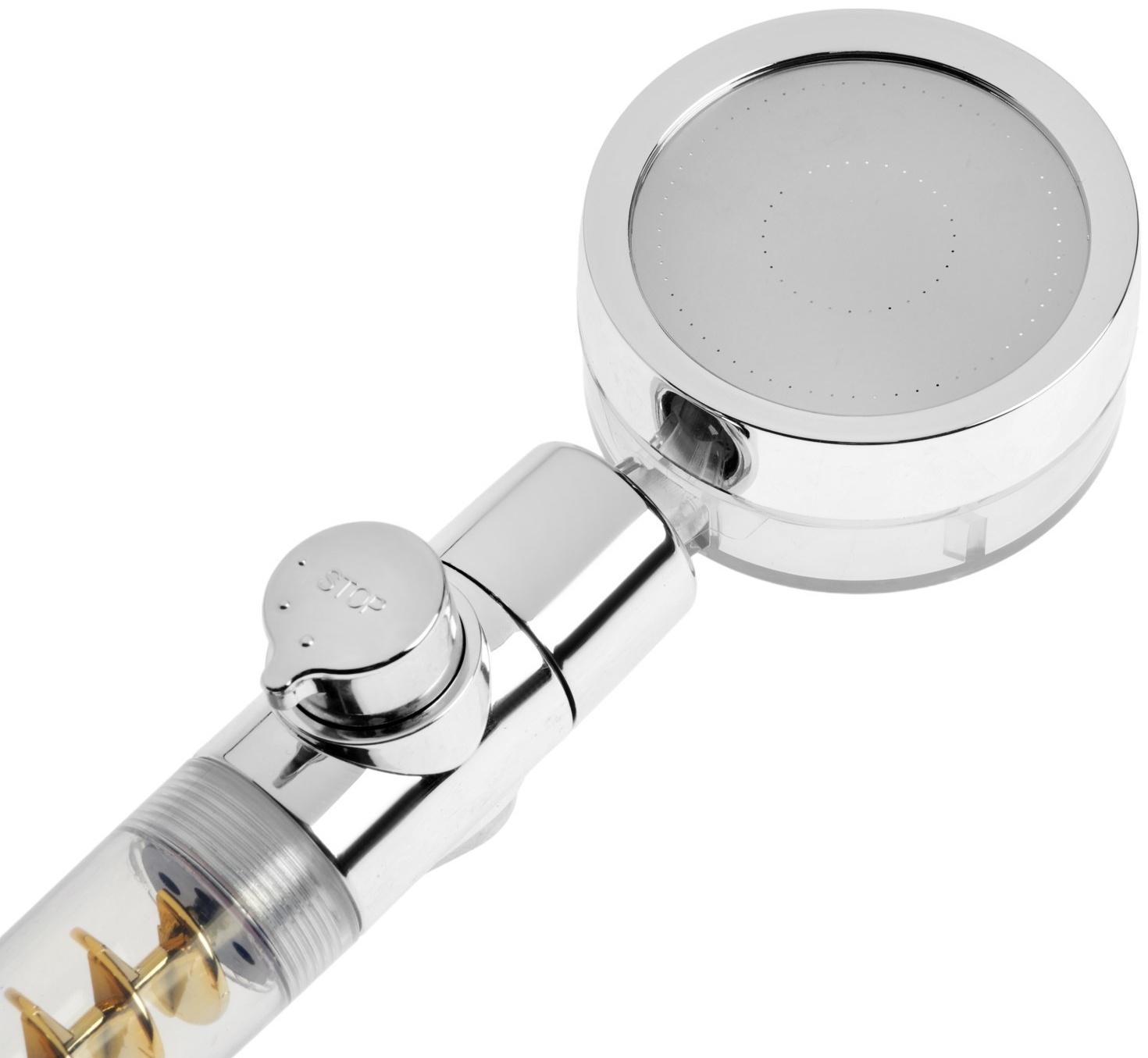 Лейка для душа ZEIN Z4069, микроточки, кнопка «стоп», вентилятор, спираль, жёлтый/хром