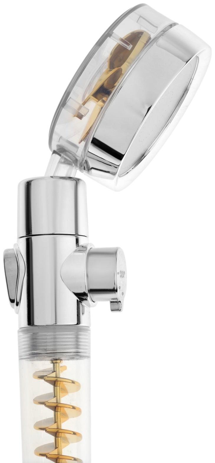 Лейка для душа ZEIN Z4069, микроточки, кнопка «стоп», вентилятор, спираль, жёлтый/хром