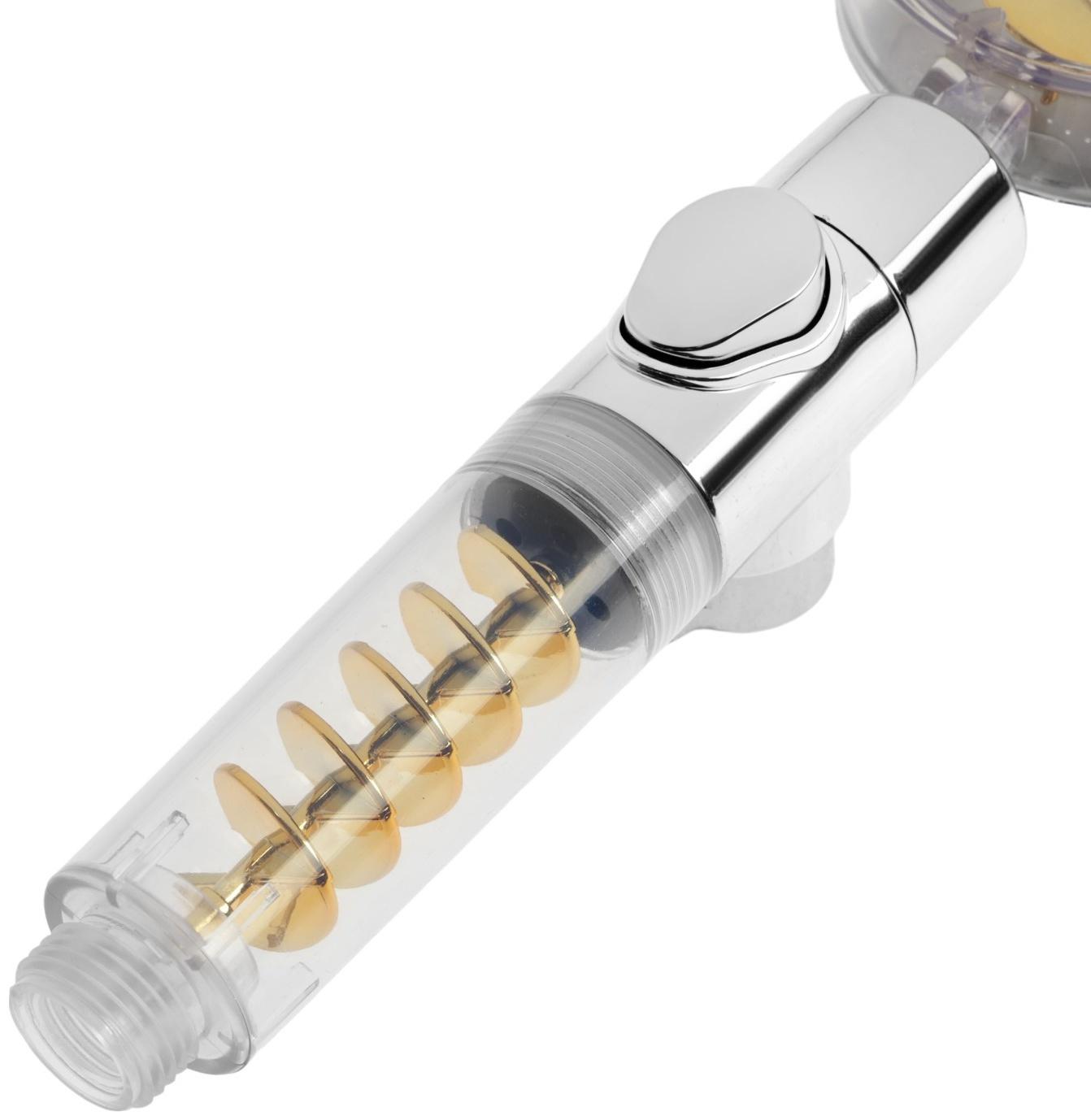 Лейка для душа ZEIN Z4069, микроточки, кнопка «стоп», вентилятор, спираль, жёлтый/хром