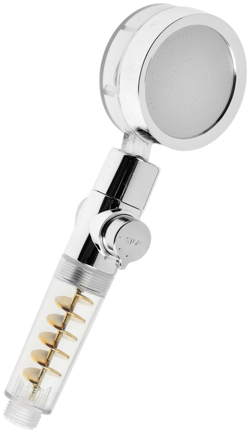 Лейка для душа ZEIN Z4069, микроточки, кнопка «стоп», вентилятор, спираль, жёлтый/хром