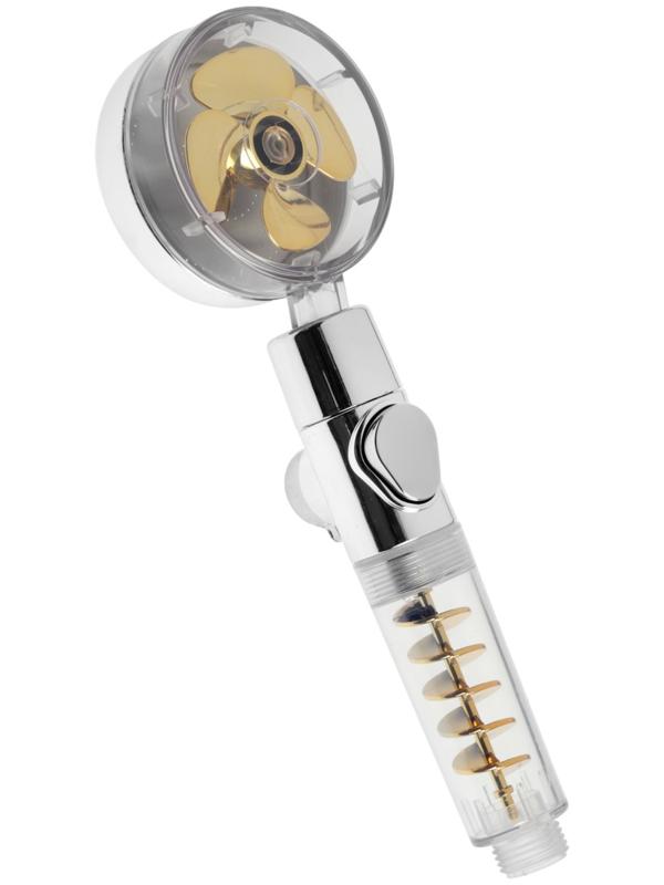 Лейка для душа ZEIN Z4069, микроточки, кнопка «стоп», вентилятор, спираль, жёлтый/хром