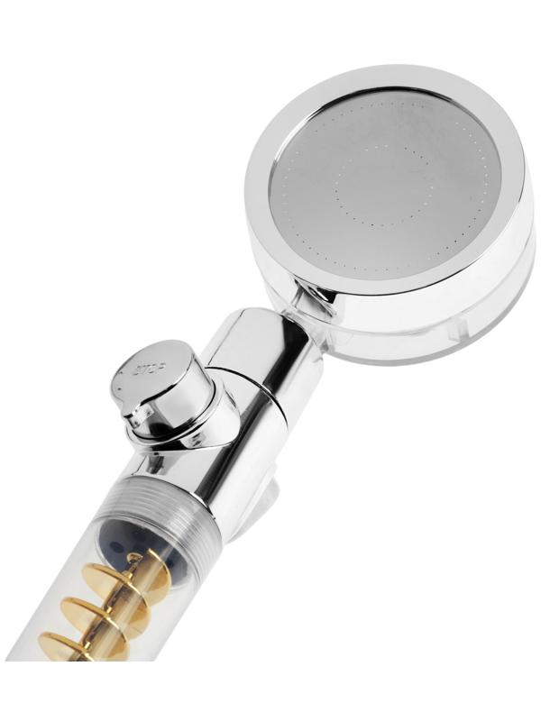 Лейка для душа ZEIN Z4069, микроточки, кнопка «стоп», вентилятор, спираль, жёлтый/хром