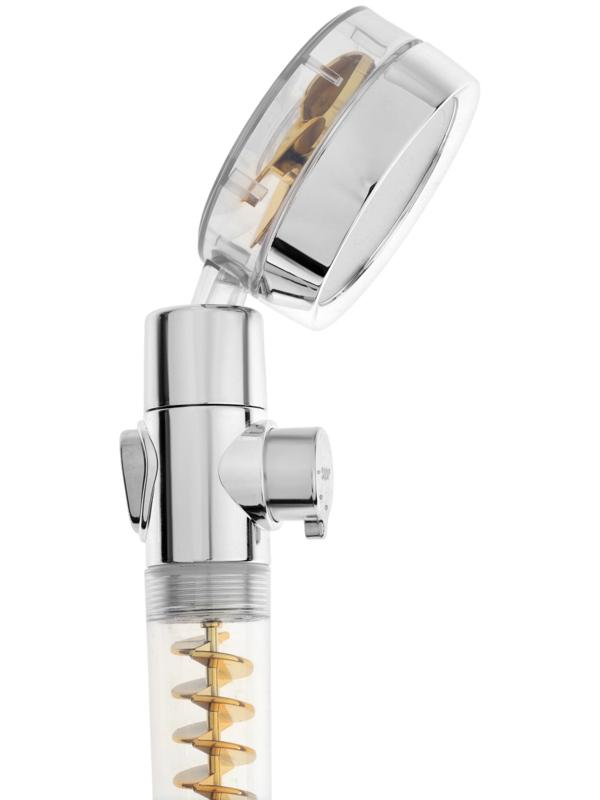 Лейка для душа ZEIN Z4069, микроточки, кнопка «стоп», вентилятор, спираль, жёлтый/хром