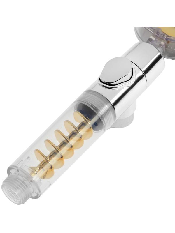 Лейка для душа ZEIN Z4069, микроточки, кнопка «стоп», вентилятор, спираль, жёлтый/хром