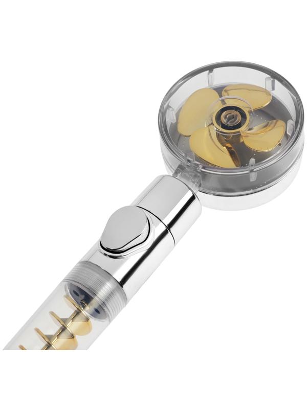 Лейка для душа ZEIN Z4069, микроточки, кнопка «стоп», вентилятор, спираль, жёлтый/хром