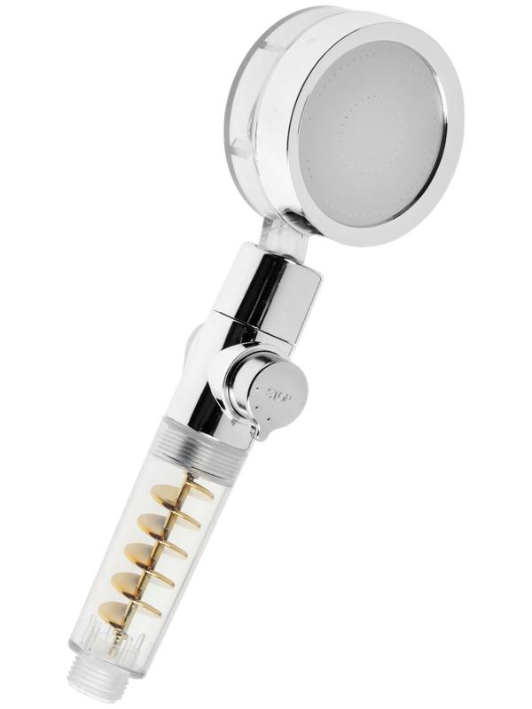 Лейка для душа ZEIN Z4069, микроточки, кнопка «стоп», вентилятор, спираль, жёлтый/хром