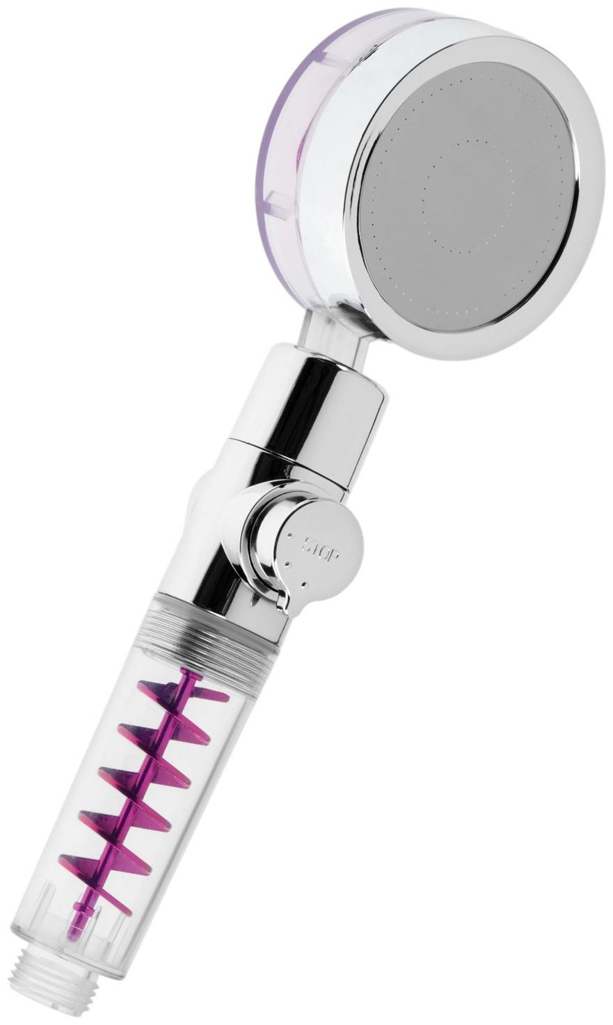 Лейка для душа ZEIN Z4087, микроточки, кнопка «стоп», вентилятор, спираль, фиолетовый/хром