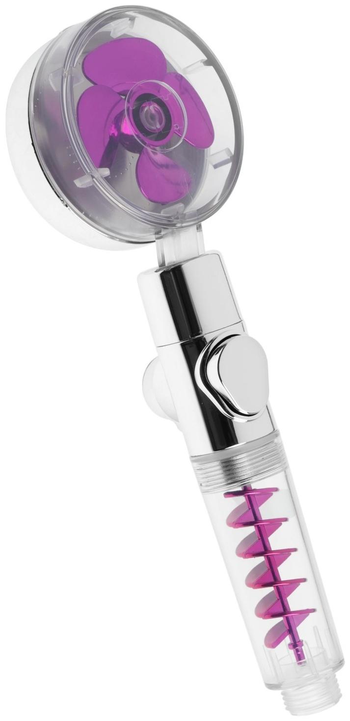 Лейка для душа ZEIN Z4087, микроточки, кнопка «стоп», вентилятор, спираль, фиолетовый/хром