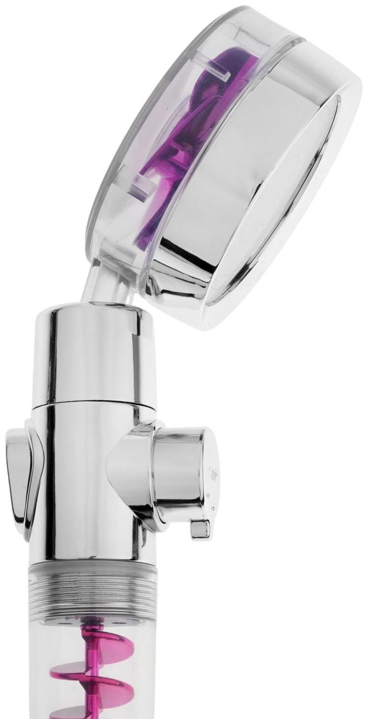 Лейка для душа ZEIN Z4087, микроточки, кнопка «стоп», вентилятор, спираль, фиолетовый/хром