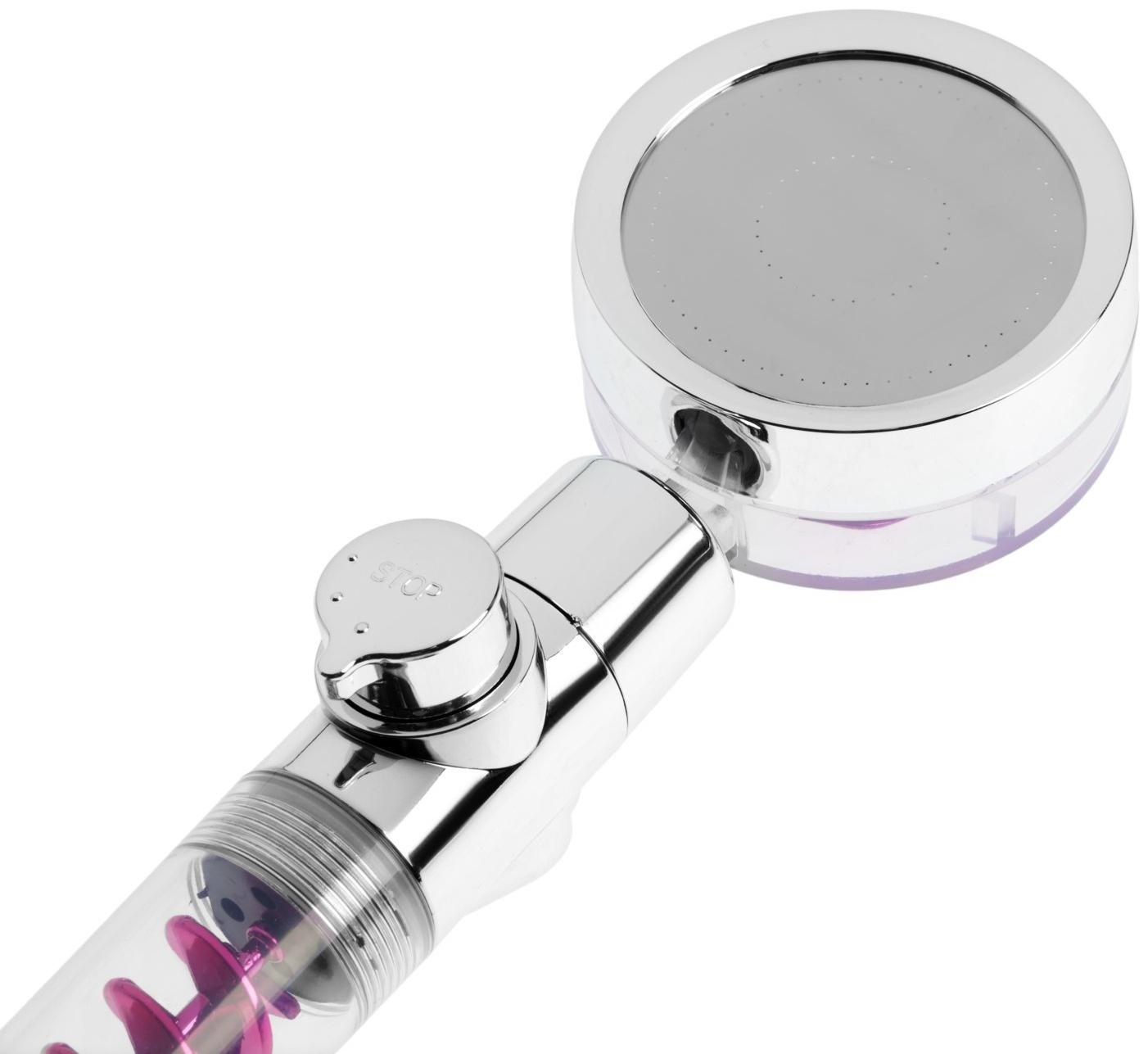 Лейка для душа ZEIN Z4087, микроточки, кнопка «стоп», вентилятор, спираль, фиолетовый/хром