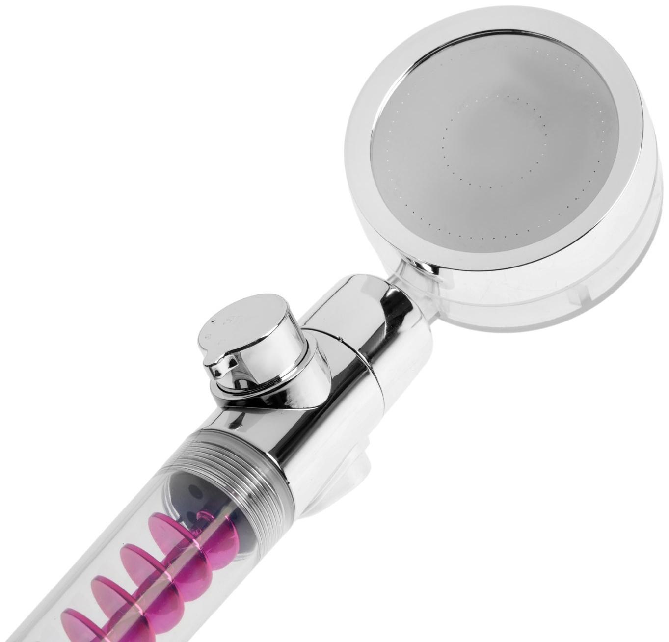 Лейка для душа ZEIN Z4087, микроточки, кнопка «стоп», вентилятор, спираль, фиолетовый/хром