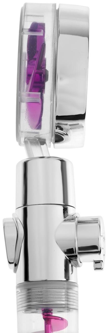 Лейка для душа ZEIN Z4087, микроточки, кнопка «стоп», вентилятор, спираль, фиолетовый/хром