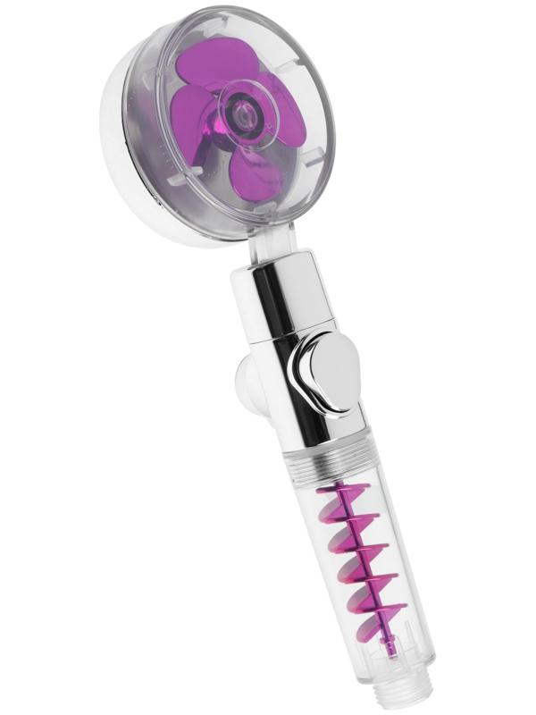 Лейка для душа ZEIN Z4087, микроточки, кнопка «стоп», вентилятор, спираль, фиолетовый/хром