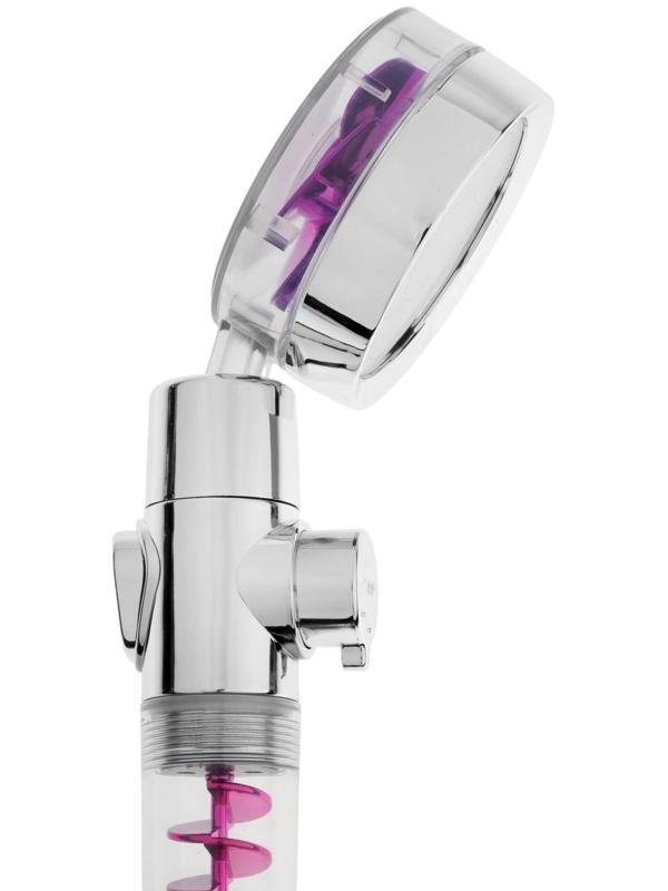 Лейка для душа ZEIN Z4087, микроточки, кнопка «стоп», вентилятор, спираль, фиолетовый/хром
