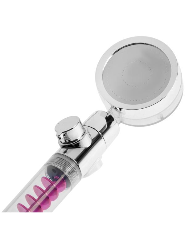 Лейка для душа ZEIN Z4087, микроточки, кнопка «стоп», вентилятор, спираль, фиолетовый/хром