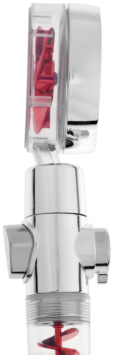 Лейка для душа ZEIN Z4088, микроточки, кнопка «стоп», вентилятор, спираль, красный/хром