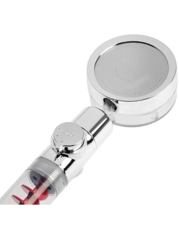 Лейка для душа ZEIN Z4088, микроточки, кнопка «стоп», вентилятор, спираль, красный/хром