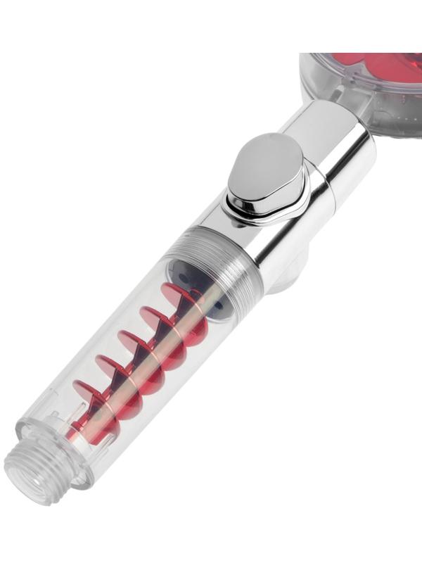 Лейка для душа ZEIN Z4088, микроточки, кнопка «стоп», вентилятор, спираль, красный/хром