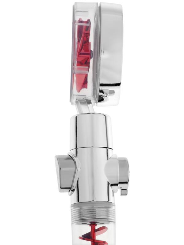 Лейка для душа ZEIN Z4088, микроточки, кнопка «стоп», вентилятор, спираль, красный/хром