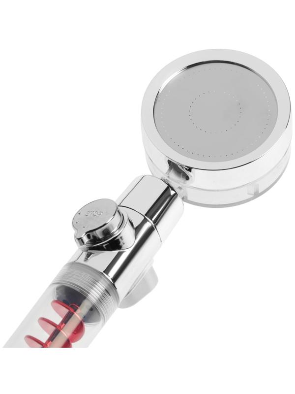 Лейка для душа ZEIN Z4088, микроточки, кнопка «стоп», вентилятор, спираль, красный/хром