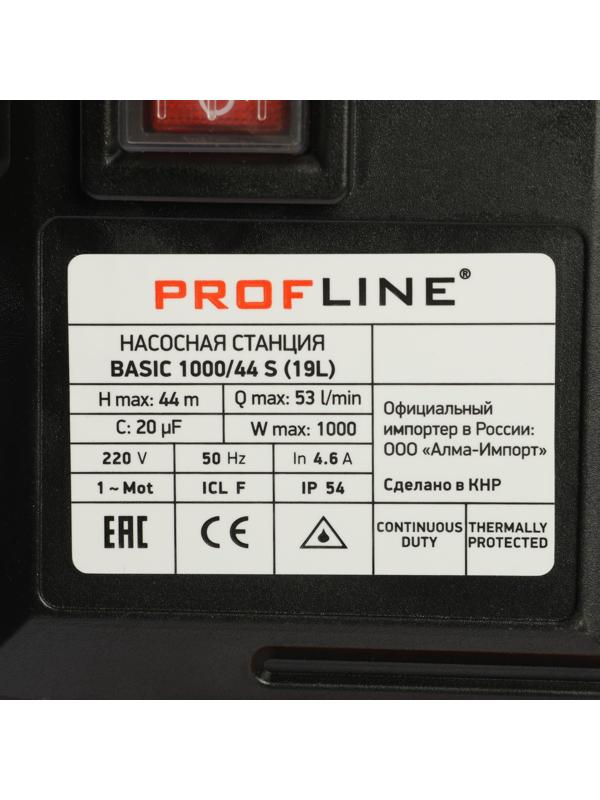 Насосная станция PROFLINE BASIC 1000/44S, 1000 Вт, напор 44 м, 53 л/мин, бак 19 л