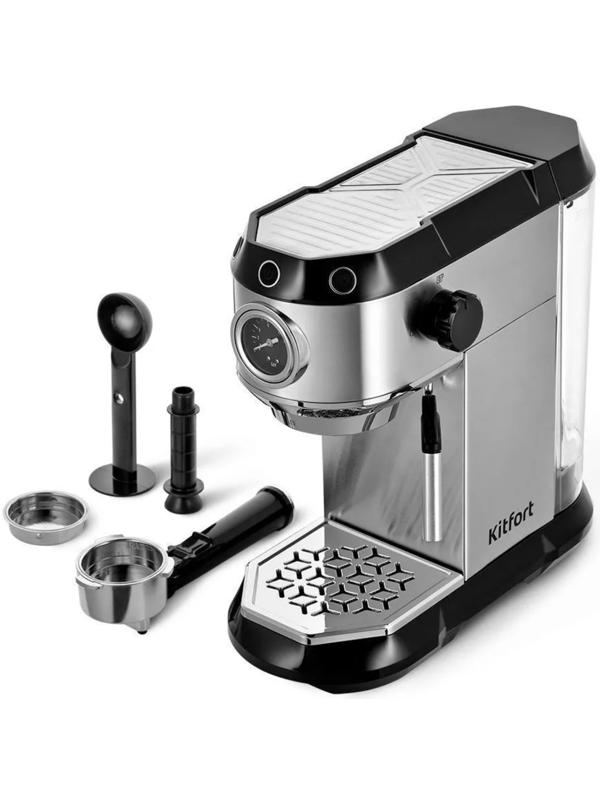 Кофеварка Kitfort КТ-7194, капельная, 1450 Вт, 1 л, чёрно-серебристая