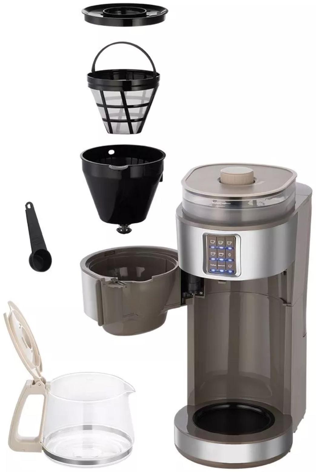 Кофемашина Kitfort КТ-7204, капельная, 1000 Вт. 1.38 л, серебристый