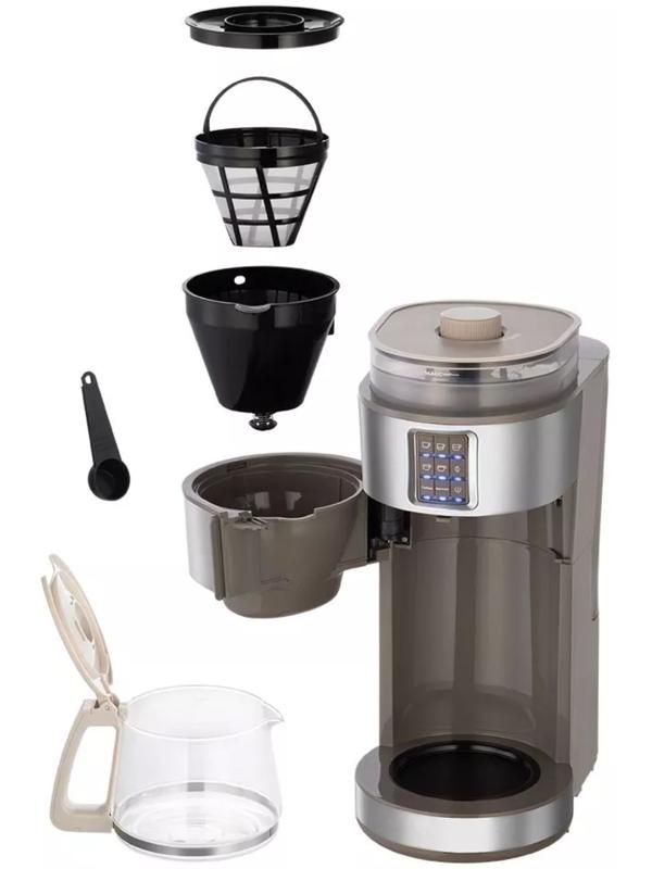 Кофемашина Kitfort КТ-7204, капельная, 1000 Вт. 1.38 л, серебристый