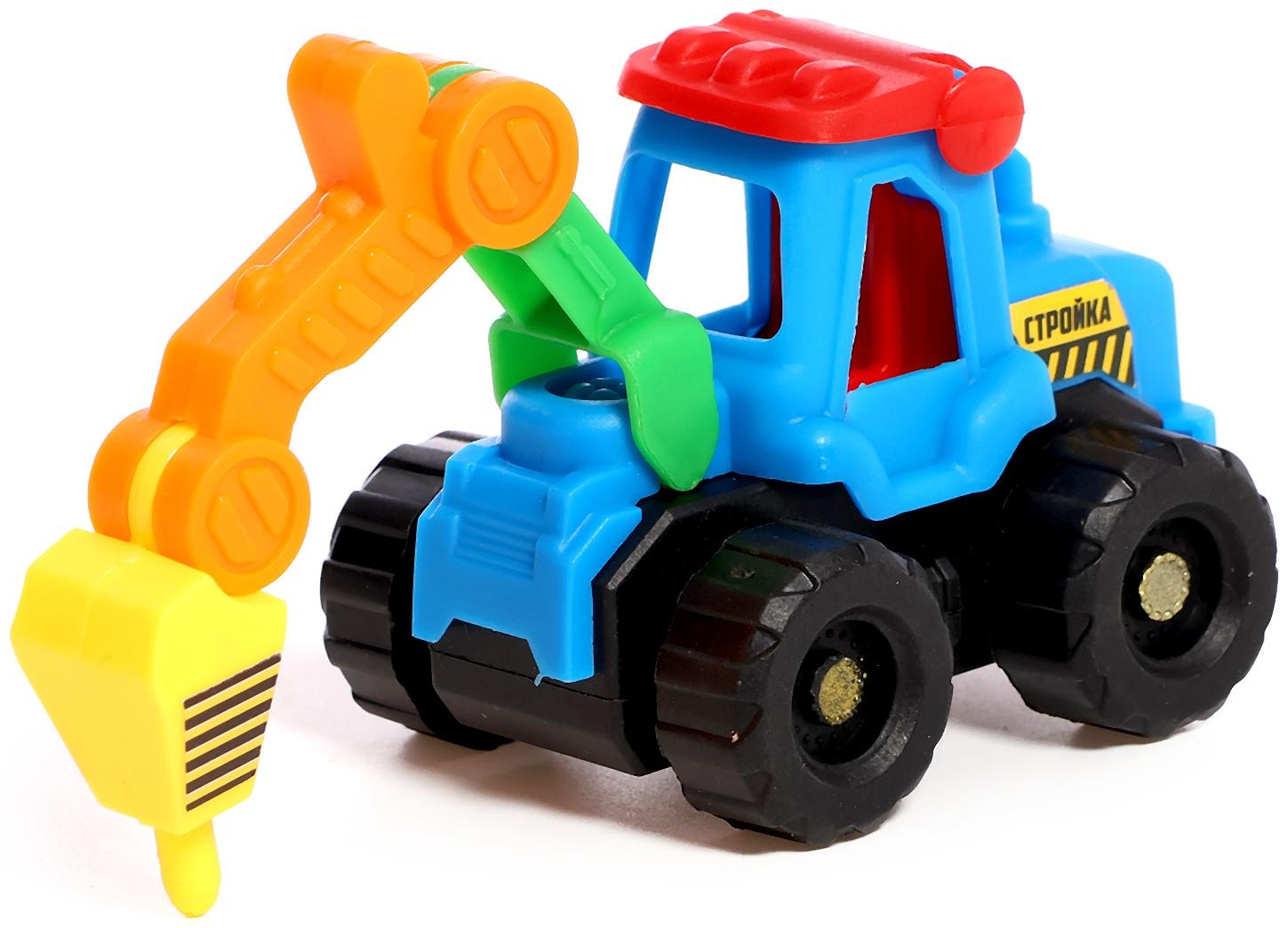 Набор тракторов «Весёлая стройка», инерционные, в наборе 6 шт., цвет МИКС