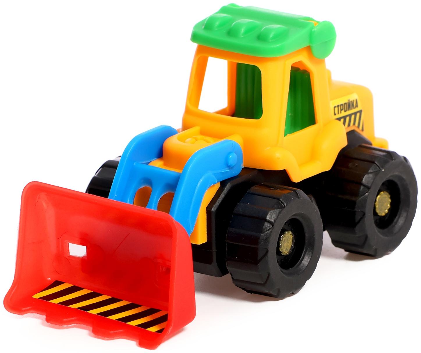 Набор тракторов «Весёлая стройка», инерционные, в наборе 6 шт., цвет МИКС