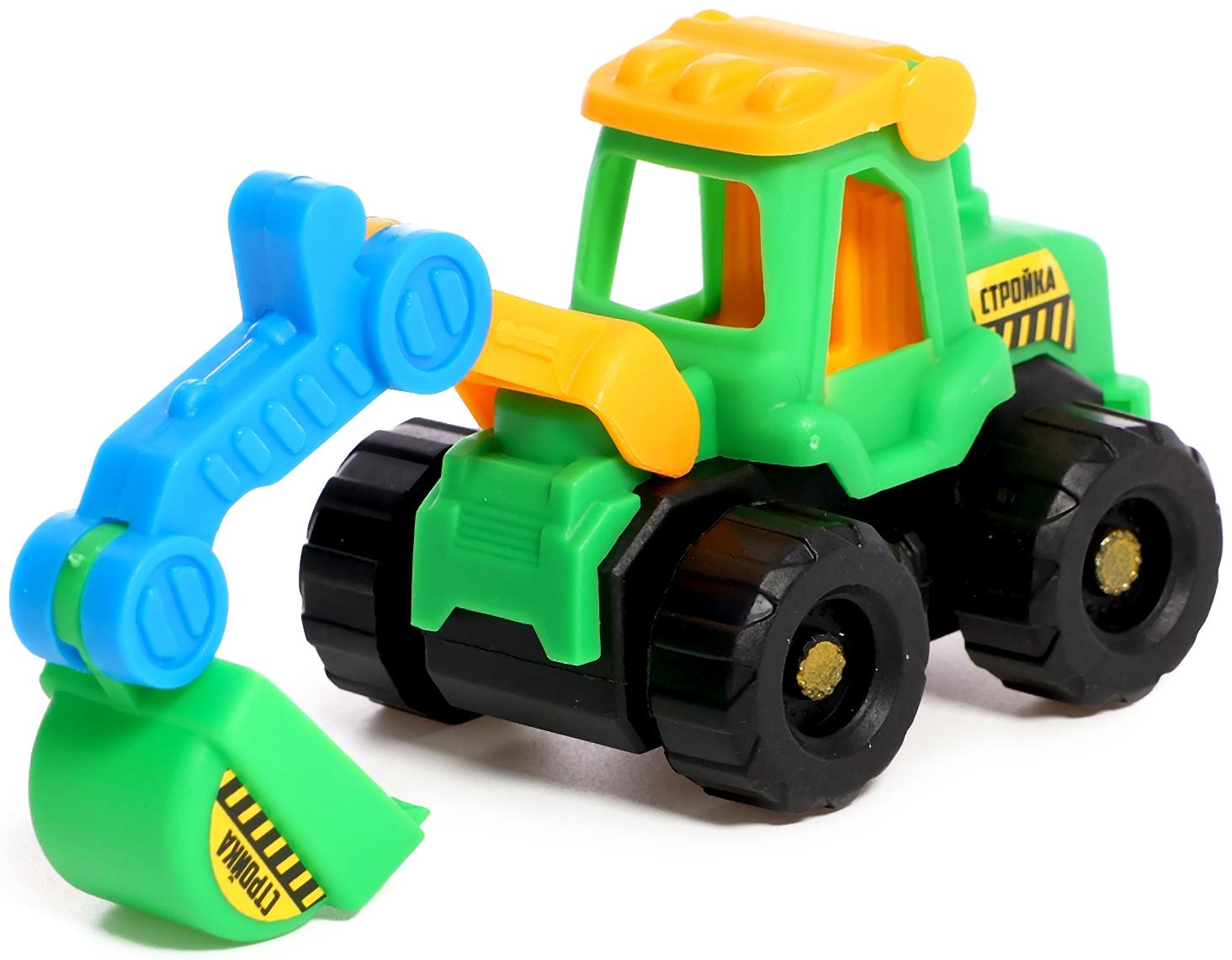 Набор тракторов «Весёлая стройка», инерционные, в наборе 6 шт., цвет МИКС