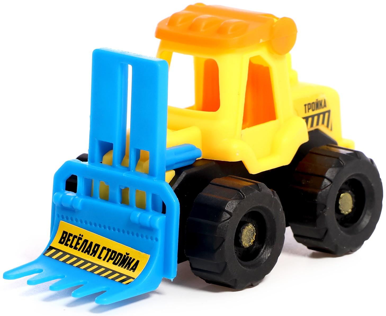 Набор тракторов «Весёлая стройка», инерционные, в наборе 6 шт., цвет МИКС