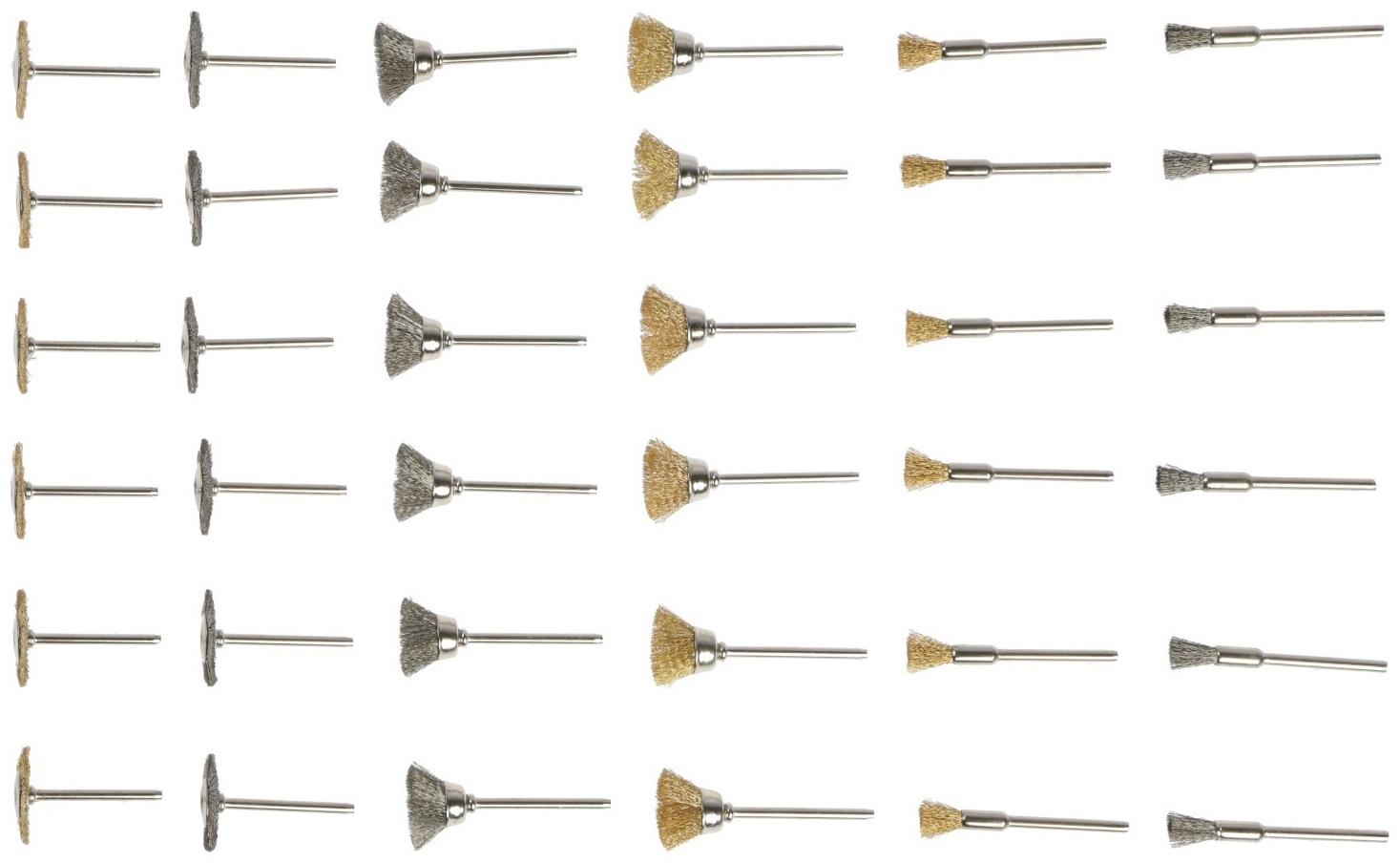 Набор щеток металлических для гравера ТУНДРА, хвостовик 3 мм, 36 шт.