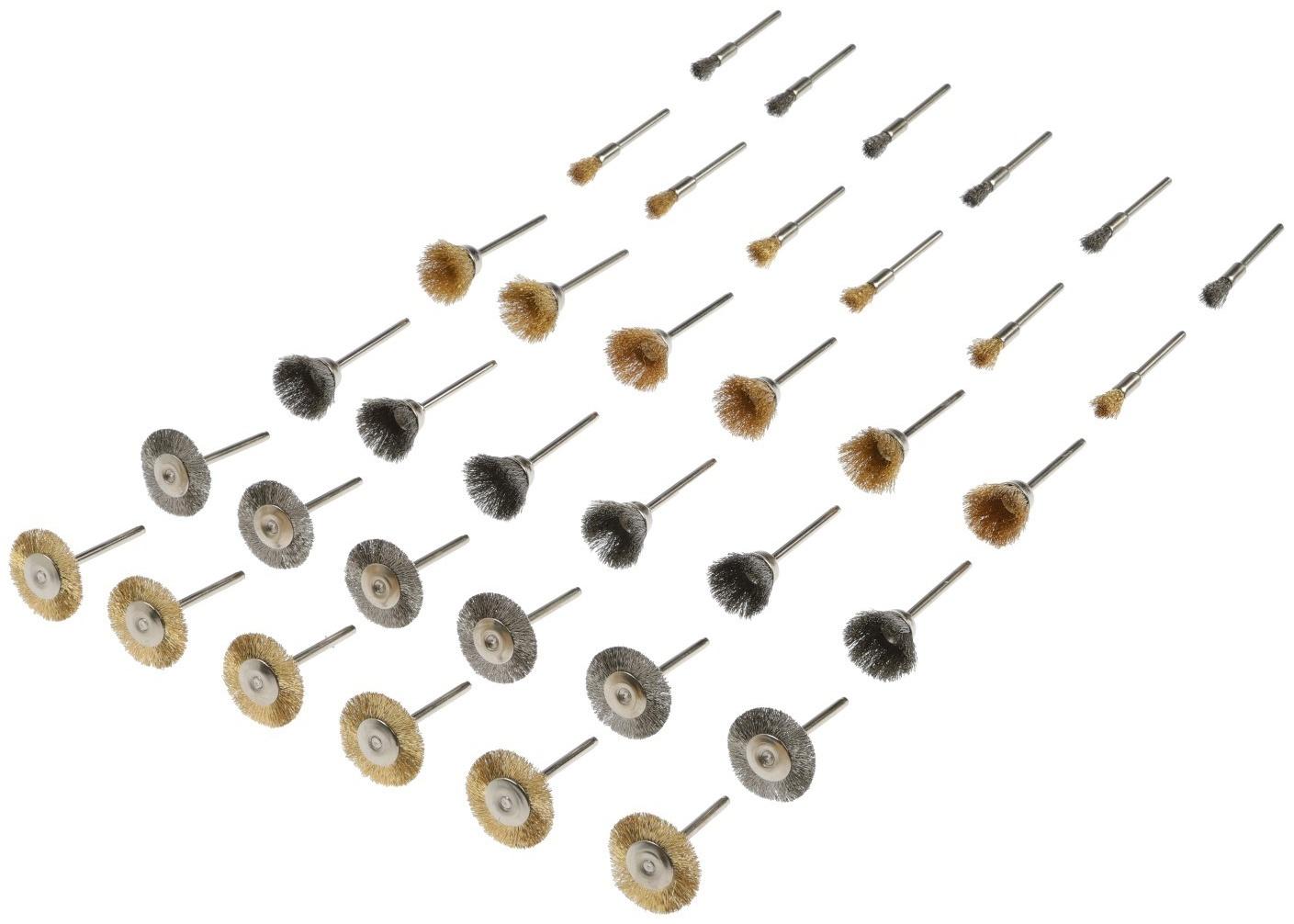 Набор щеток металлических для гравера ТУНДРА, хвостовик 3 мм, 36 шт.