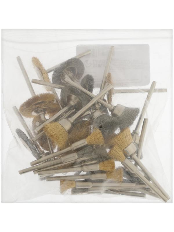 Набор щеток металлических для гравера ТУНДРА, хвостовик 3 мм, 36 шт.