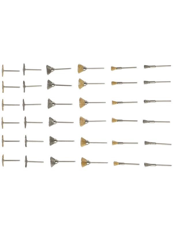 Набор щеток металлических для гравера ТУНДРА, хвостовик 3 мм, 36 шт.