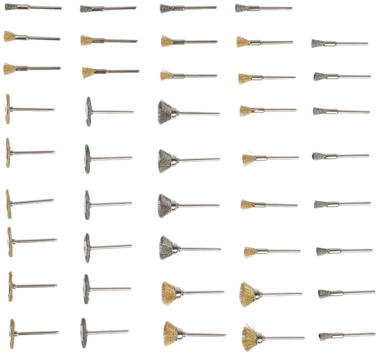 Набор щеток металлических для гравера ТУНДРА, хвостовик 3 мм, 44 шт.