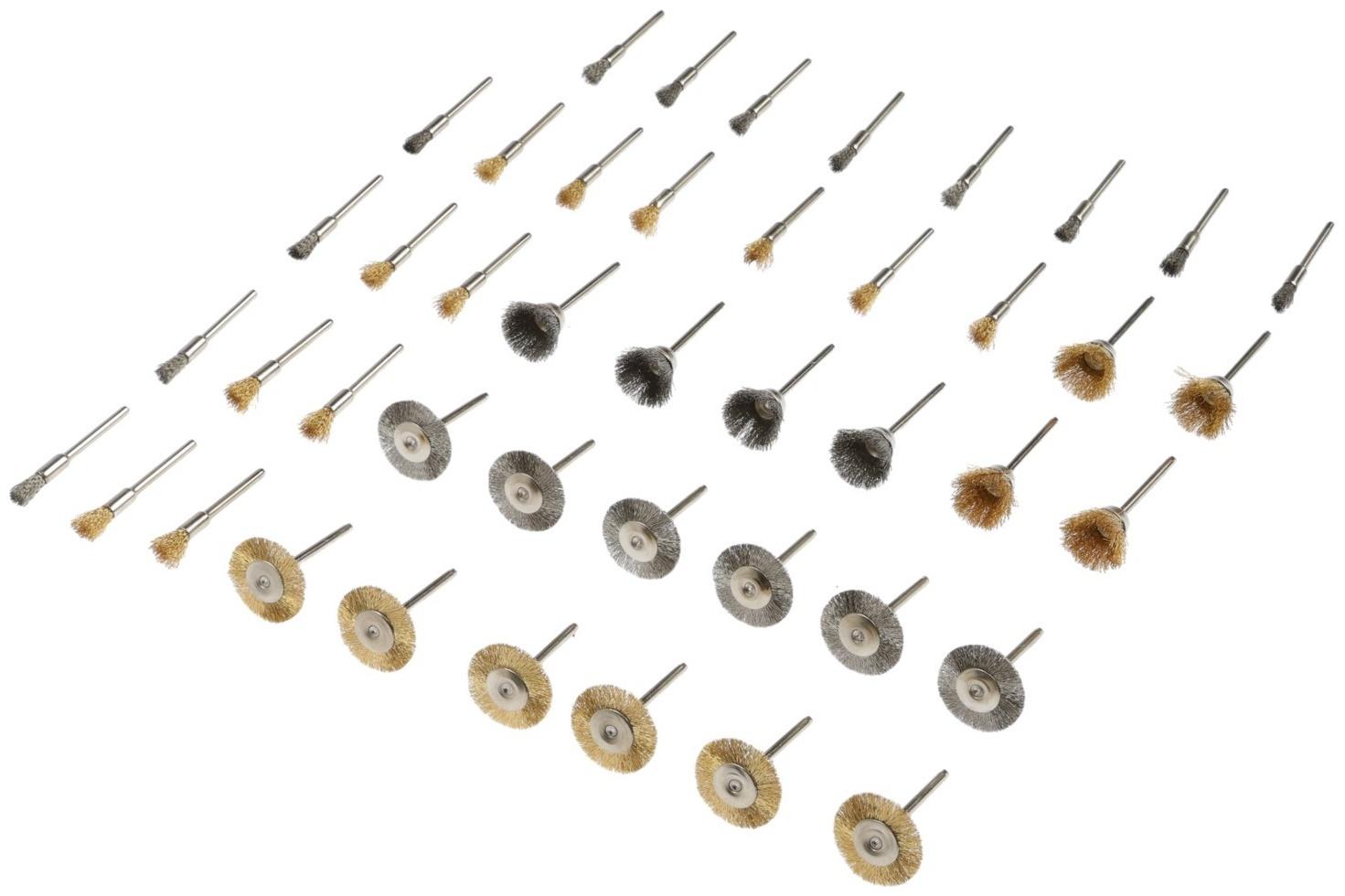 Набор щеток металлических для гравера ТУНДРА, хвостовик 3 мм, 44 шт.