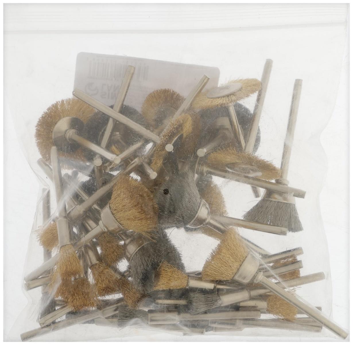 Набор щеток металлических для гравера ТУНДРА, хвостовик 3 мм, 44 шт.