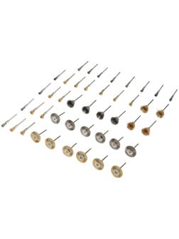 Набор щеток металлических для гравера ТУНДРА, хвостовик 3 мм, 44 шт.
