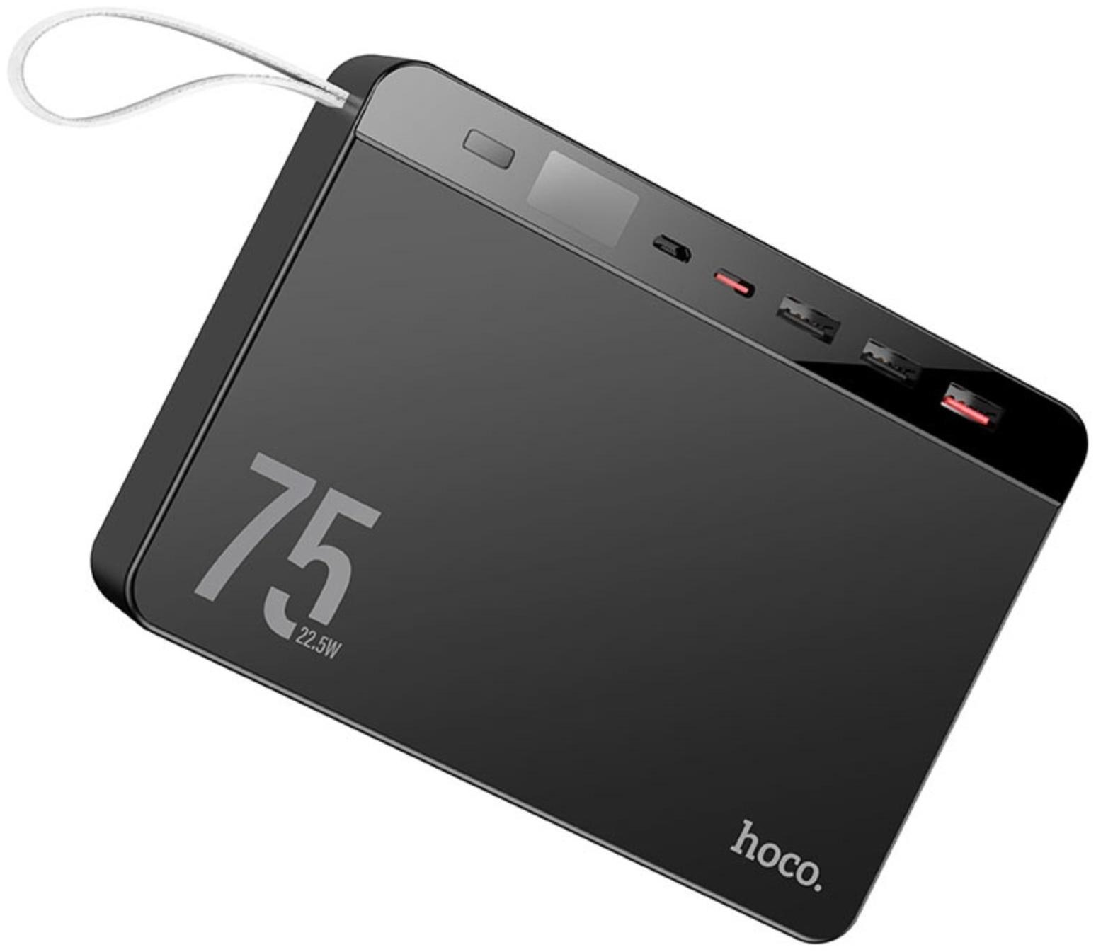 Внешний портативный аккумулятор Hoco J94, 75000 мАч, 1 USB, 3 А, с дисплеем, чёрный