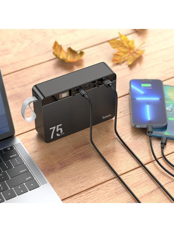 Внешний портативный аккумулятор Hoco J94, 75000 мАч, 1 USB, 3 А, с дисплеем, чёрный