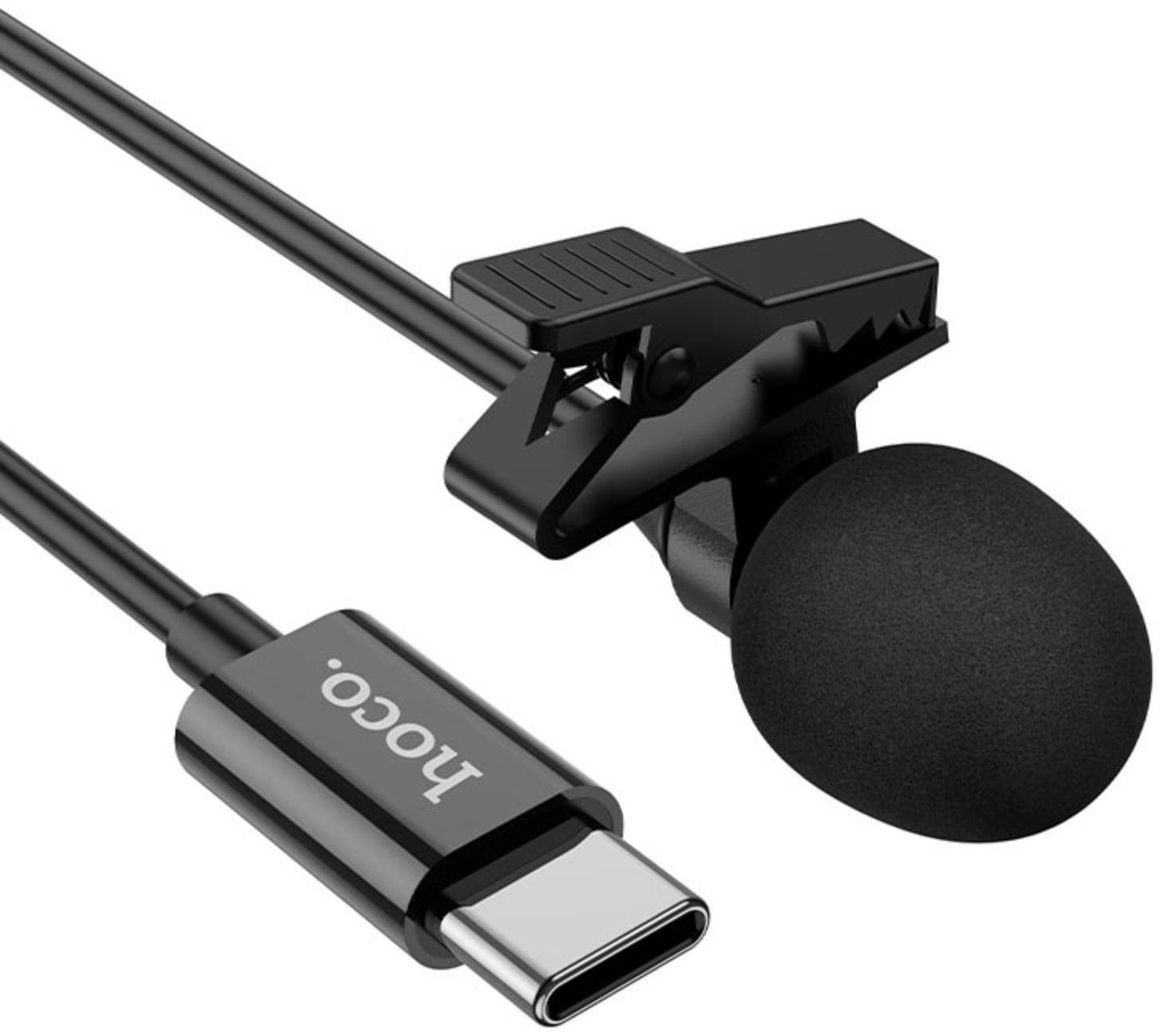 Петличный микрофон Hoco L14, Type-C, 2 м, чёрный