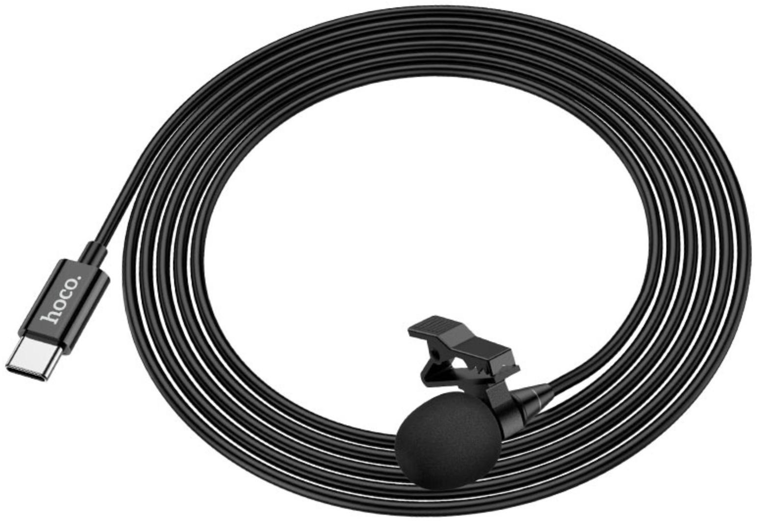 Петличный микрофон Hoco L14, Type-C, 2 м, чёрный