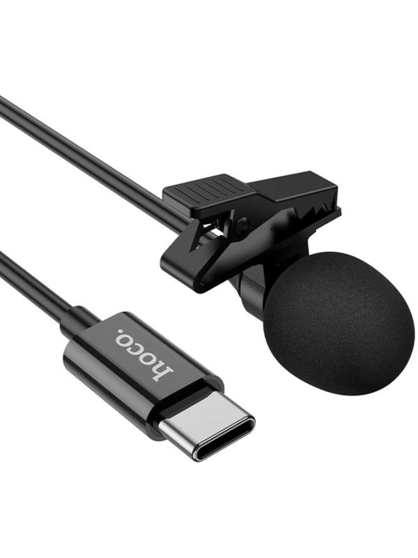 Петличный микрофон Hoco L14, Type-C, 2 м, чёрный