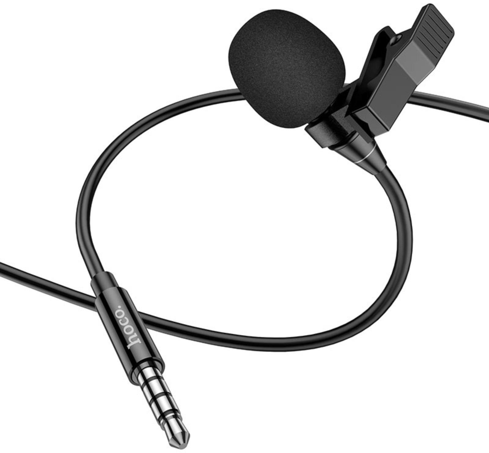 Петличный микрофон Hoco L14, разъем 3.5 мм, 2 м, чёрный
