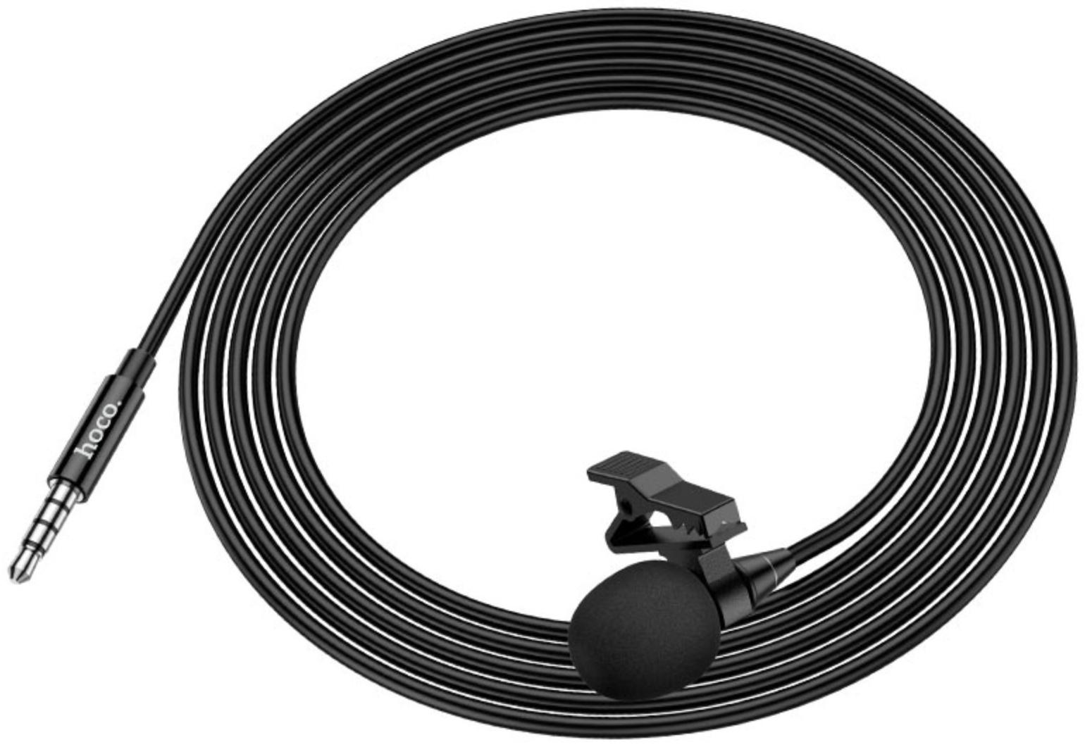 Петличный микрофон Hoco L14, разъем 3.5 мм, 2 м, чёрный