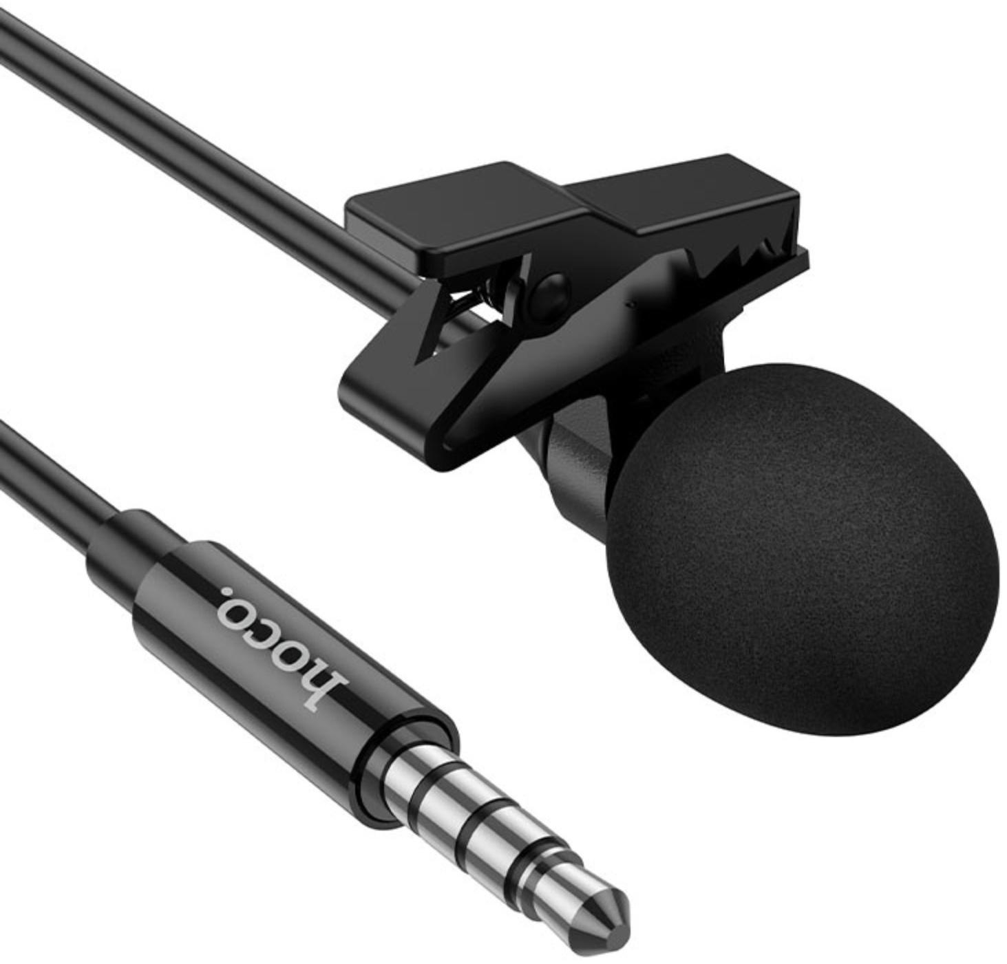 Петличный микрофон Hoco L14, разъем 3.5 мм, 2 м, чёрный